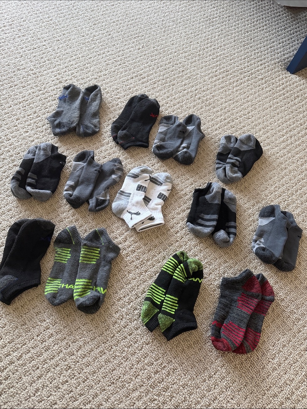 Assorted Kid's No-Show Athletic Socks -13 pairs